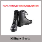 Wholesale China Made Black Genuine Leather Military Combat Boot with Panama Outsole